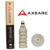 AXEARC Nova 500 badminton hybrid shuttlecock with tube and hybrid shuttlecocks on the side on a white background