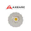 White hybrid shuttlecock with AXEARC logo on a white background